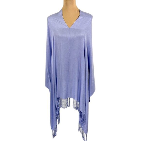 Periwinkle Poncho Fringe Lightweight - Picture 1 of 7
